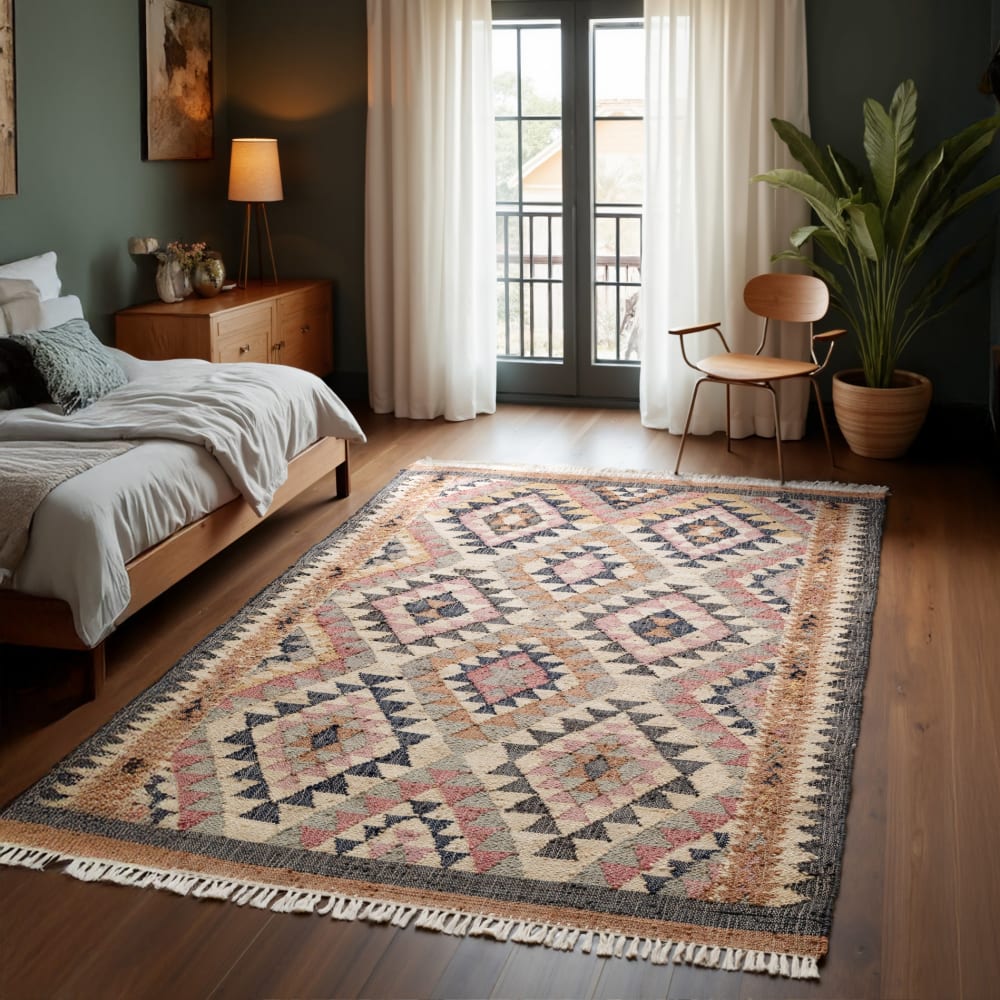 Tapis Kilim Jute à Franges SHANA 120x170cm