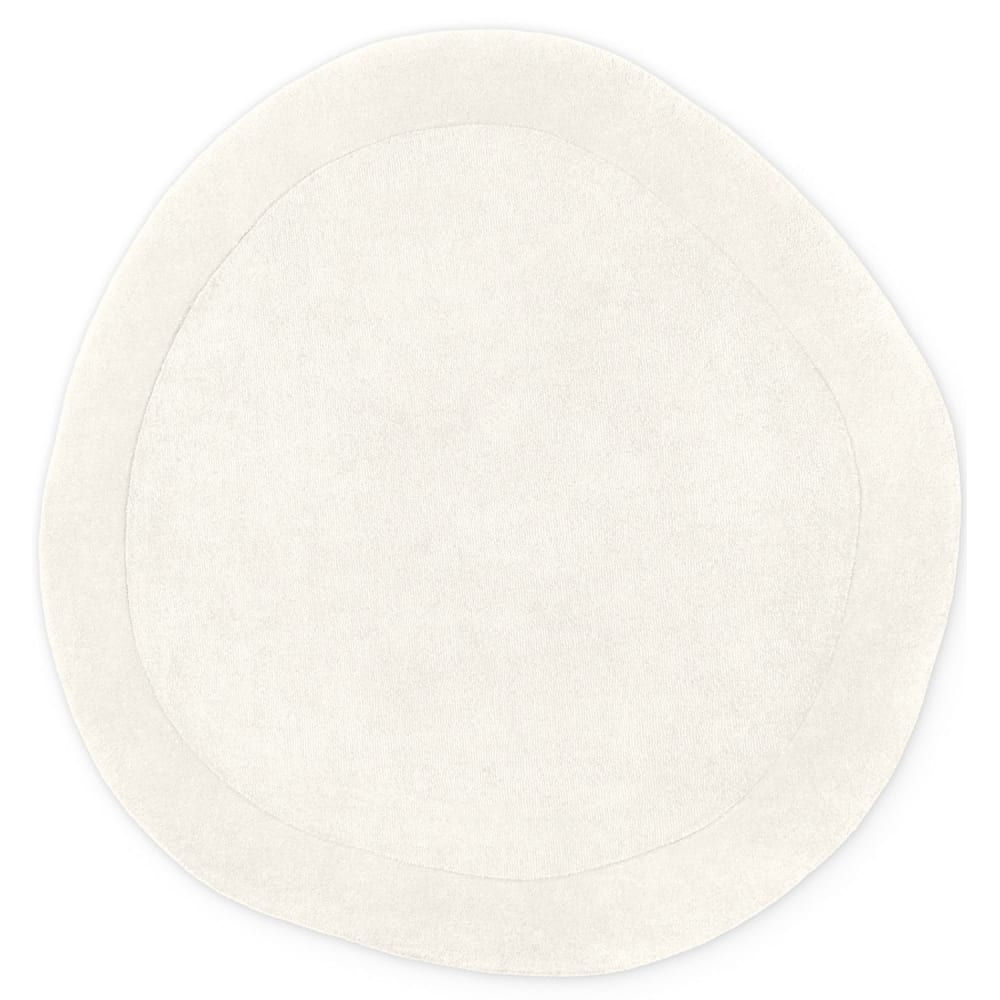 Tapis en laine rond organique tufté main Crème - 160cm