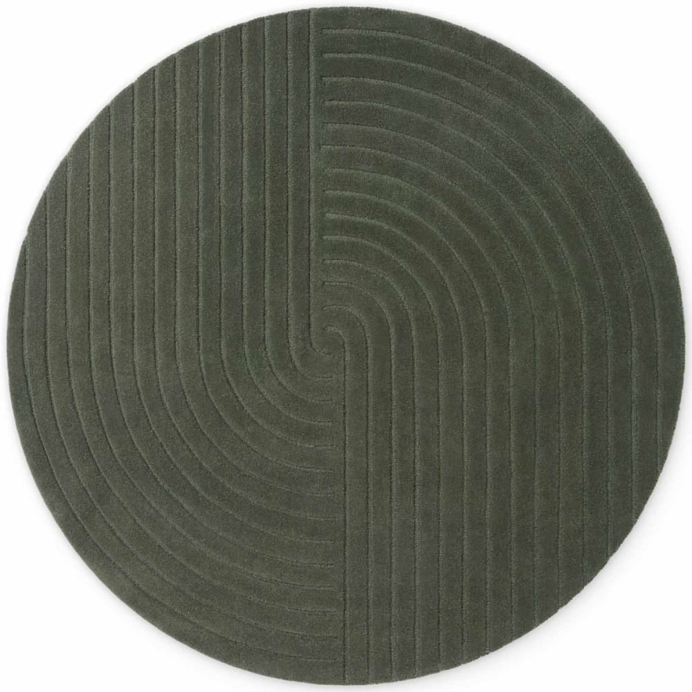 Tapis rond en laine tuftée main Vert 120cm
