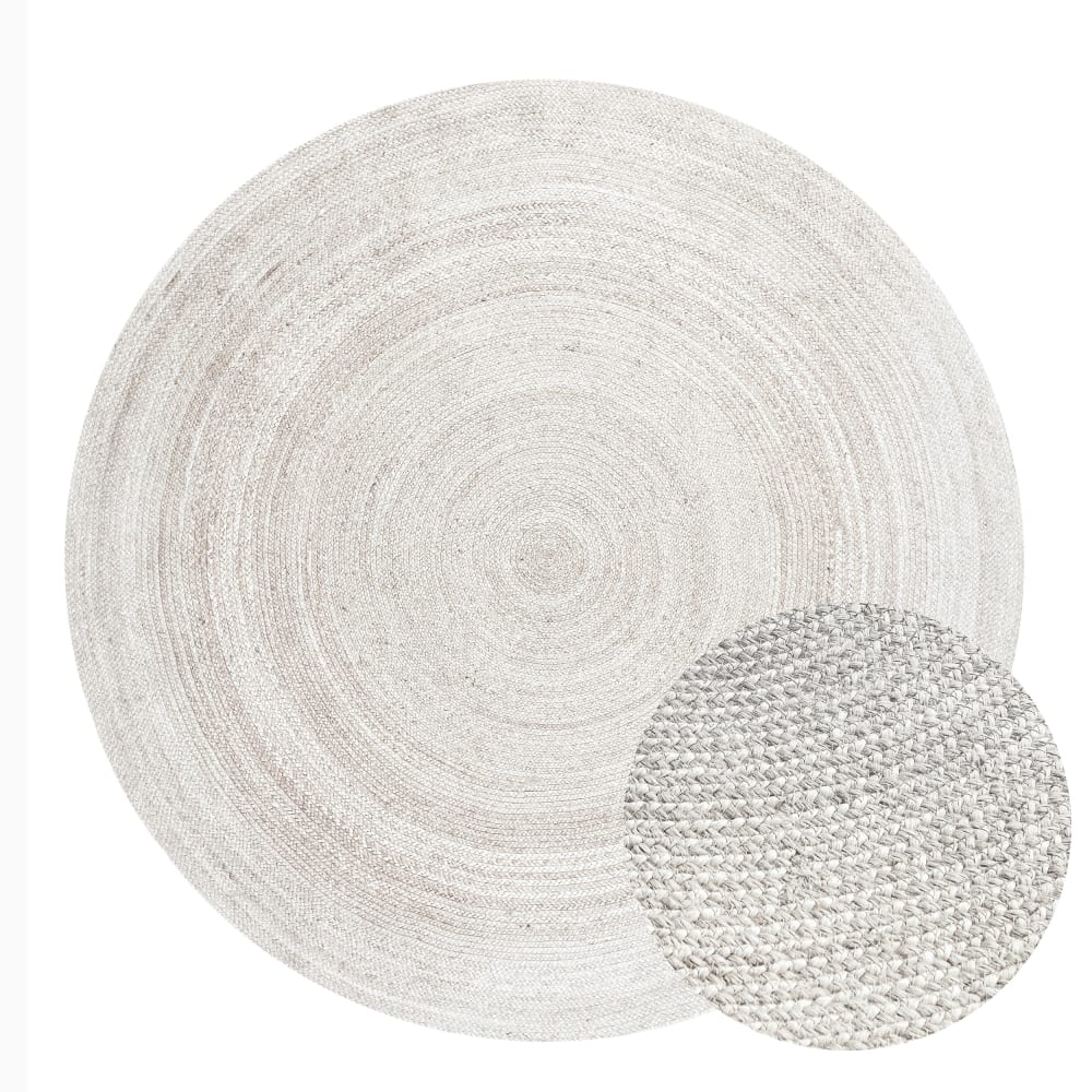 Tapis Rond en Jute Blanc 140x140cm
