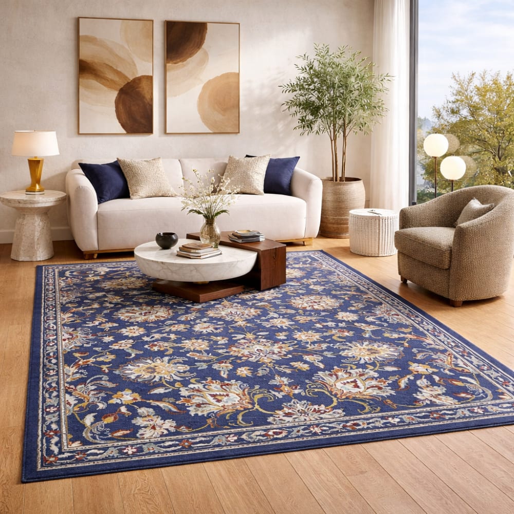 Tapis Persan aux motifs Fleuris Bleu 140x200cm — vue 3