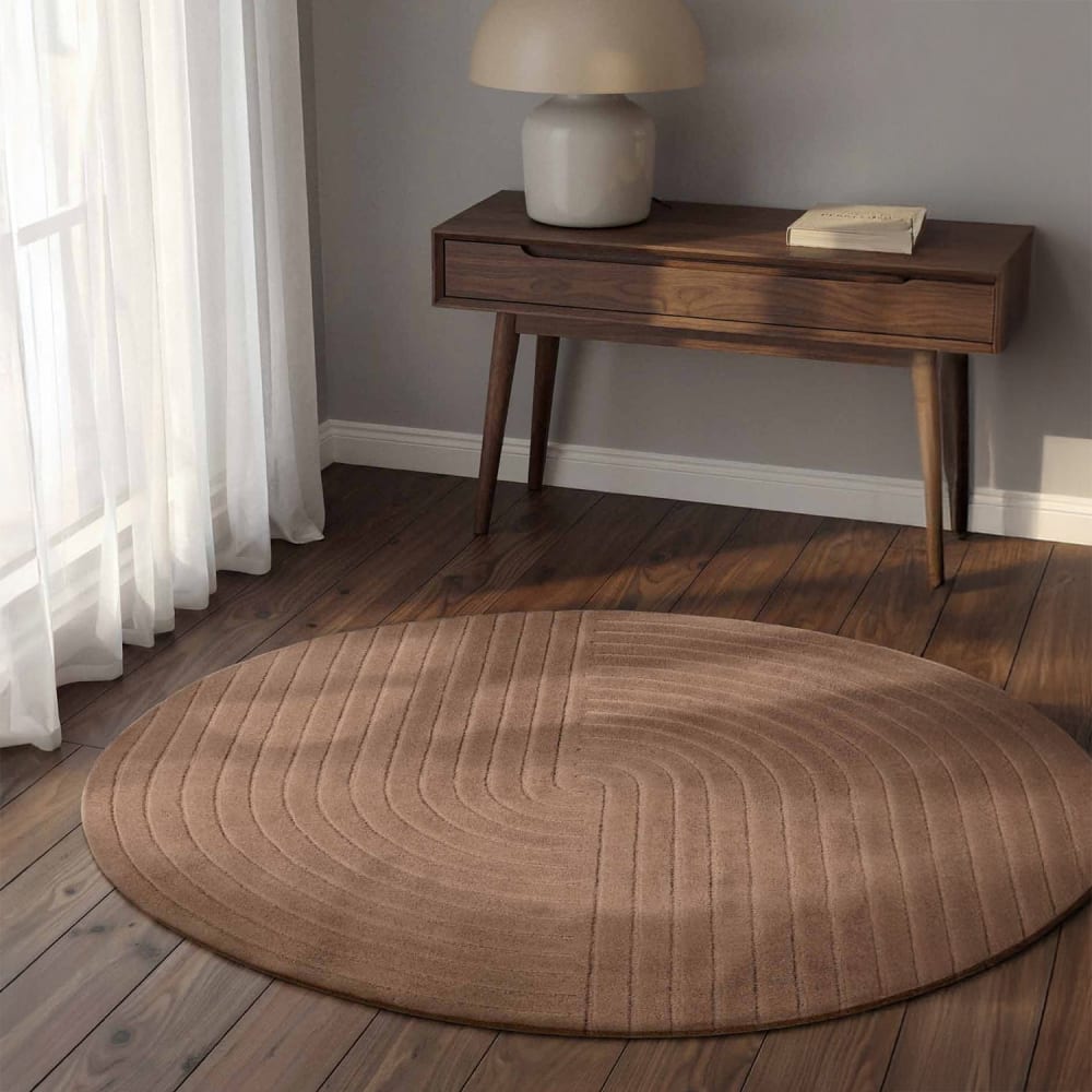 Tapis rond en laine tuftée main beige 120cm — vue 3