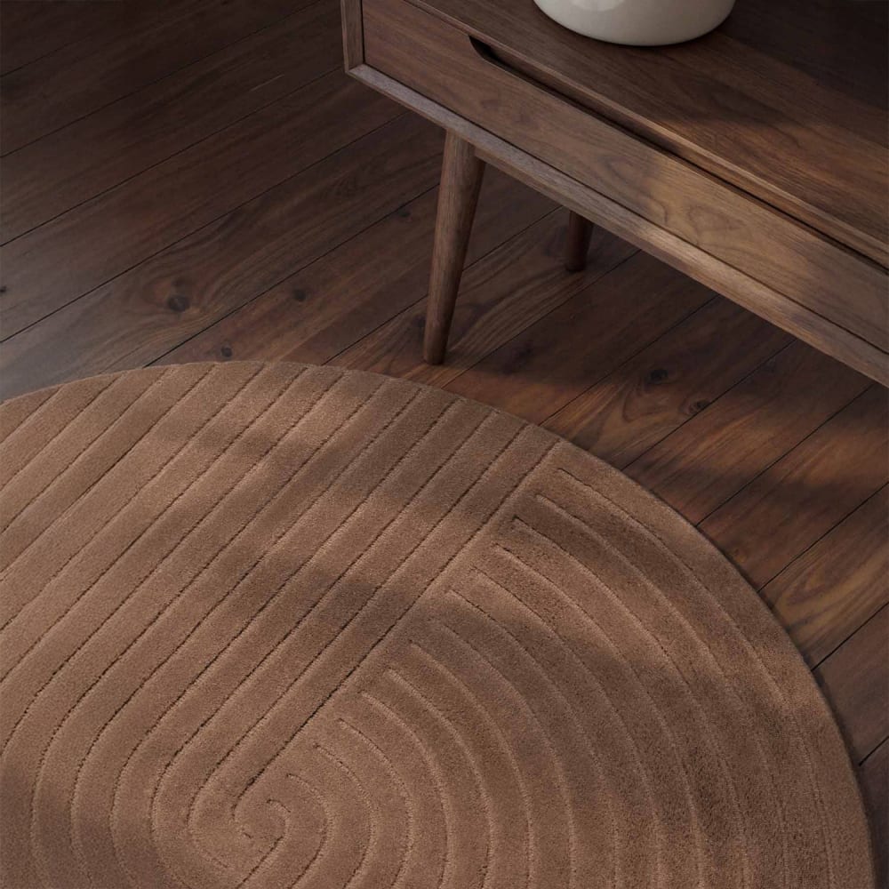 Tapis rond en laine tuftée main beige 120cm — vue 4