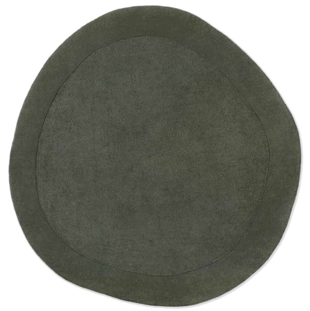Tapis en laine rond organique - main