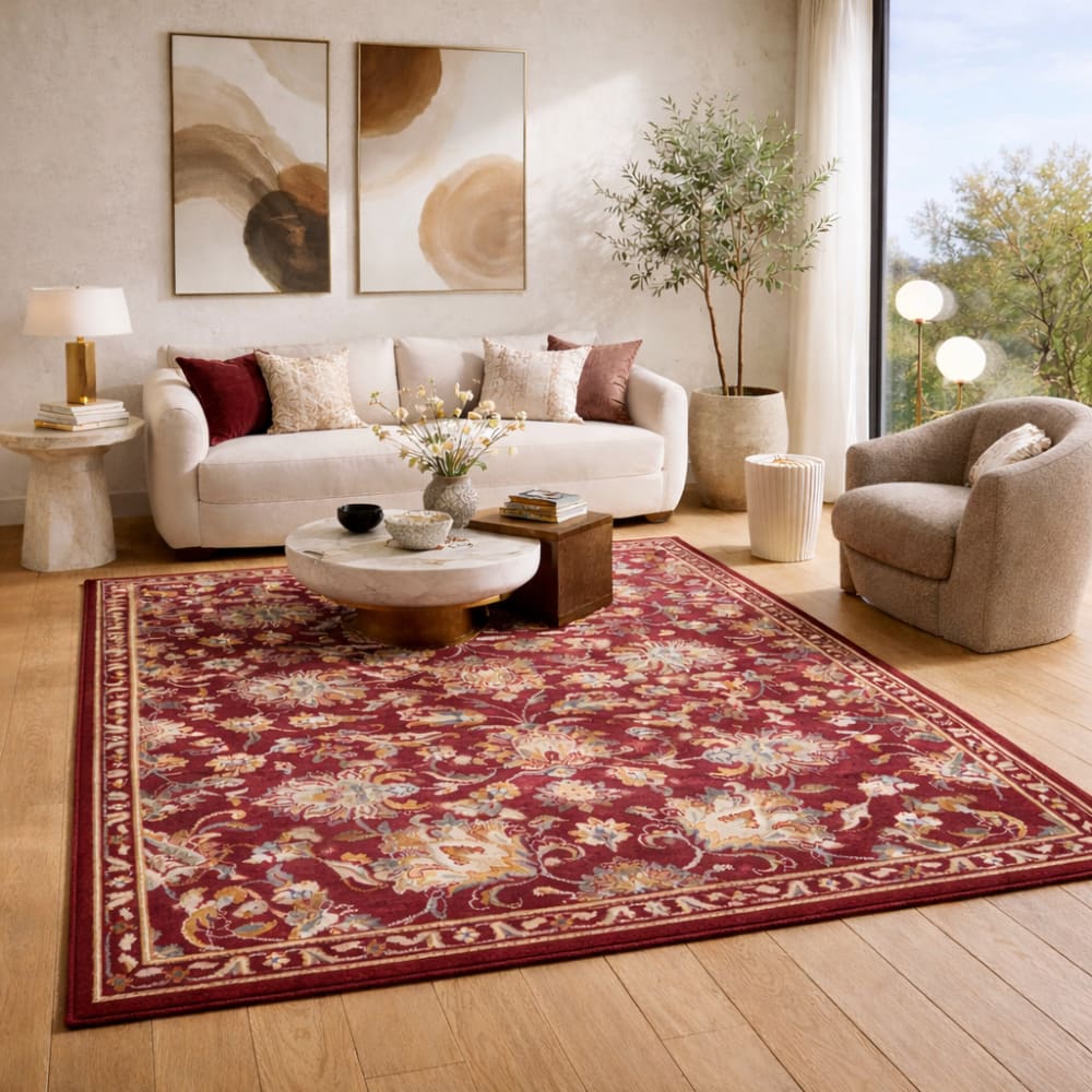 Tapis Persan aux motifs Fleuris Rouge 140x200cm — vue 3