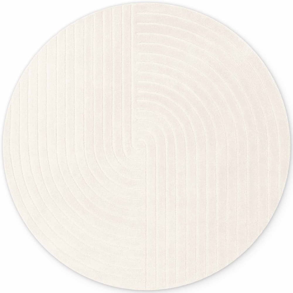 Tapis rond en laine tuftée main Crème 150cm