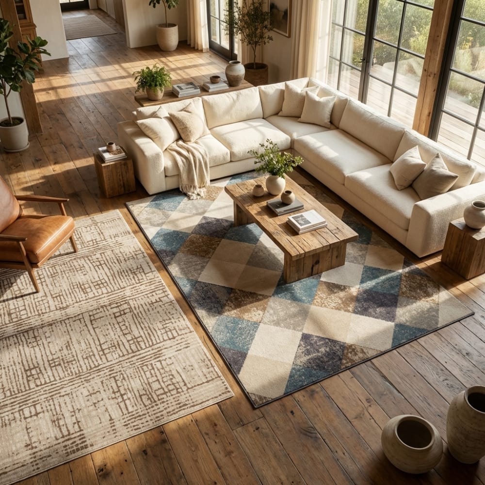 Tapis patchwork géométrique multicolore 120x170cm — vue 4