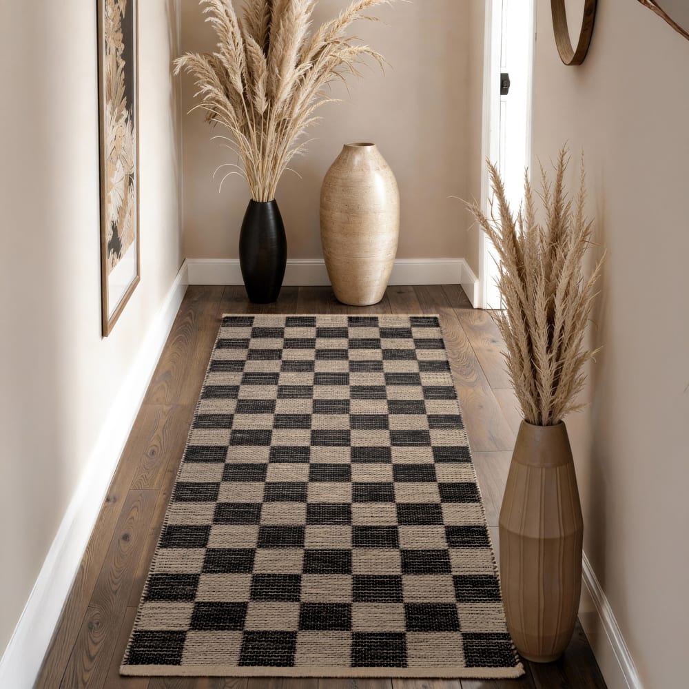 Tapis en jute fait à la main damier 80x300cm — vue 3