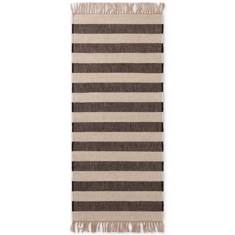 Tapis Jute à franges Fait Main Crème et Marron 80x200cm