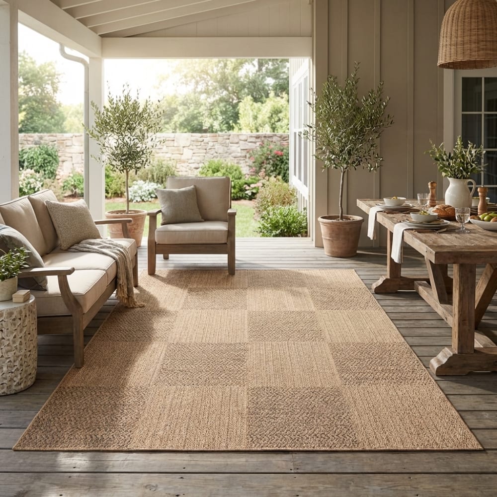 Tapis aspect jute à motifs carrés 200x290cm — vue 3