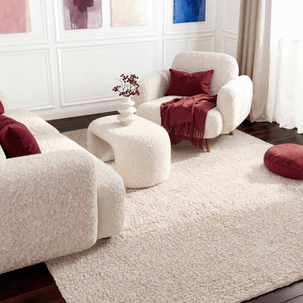 Tapis bouclés à poils courts ecru 160x230cm — vue 3