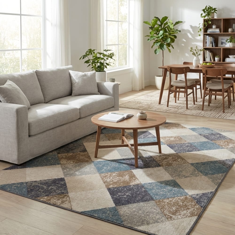 Tapis patchwork géométrique multicolore 240x340cm — vue 3