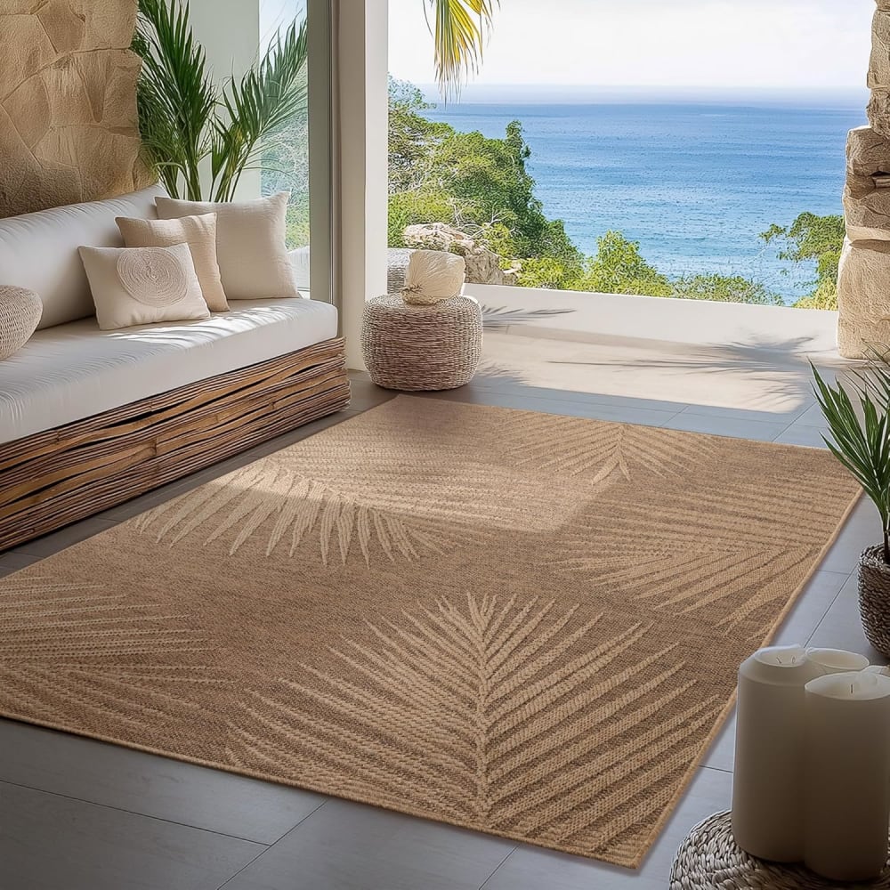 Tapis Aspect jute à motifs palmier 240x340cm