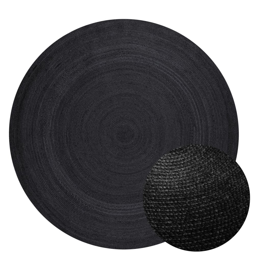 Tapis Rond en Jute Noir 200x200cm