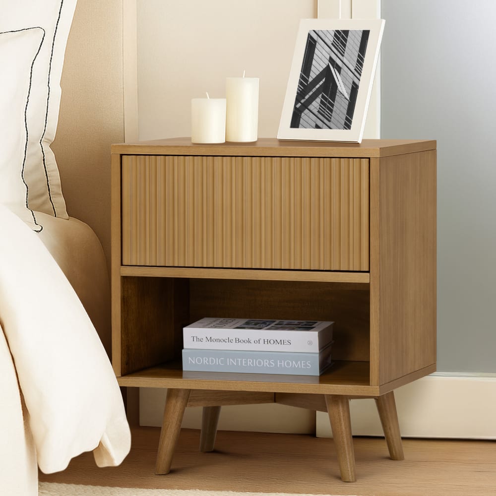 Nachttisch, Push-Open Schublade, 51cm, Braun - Maisons Du Monde