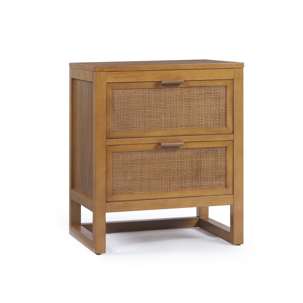 Table de chevet tiroirs rotin profonds, 51cm, Marron