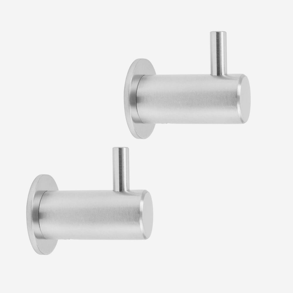 Patères inox à fixer, lot de 2