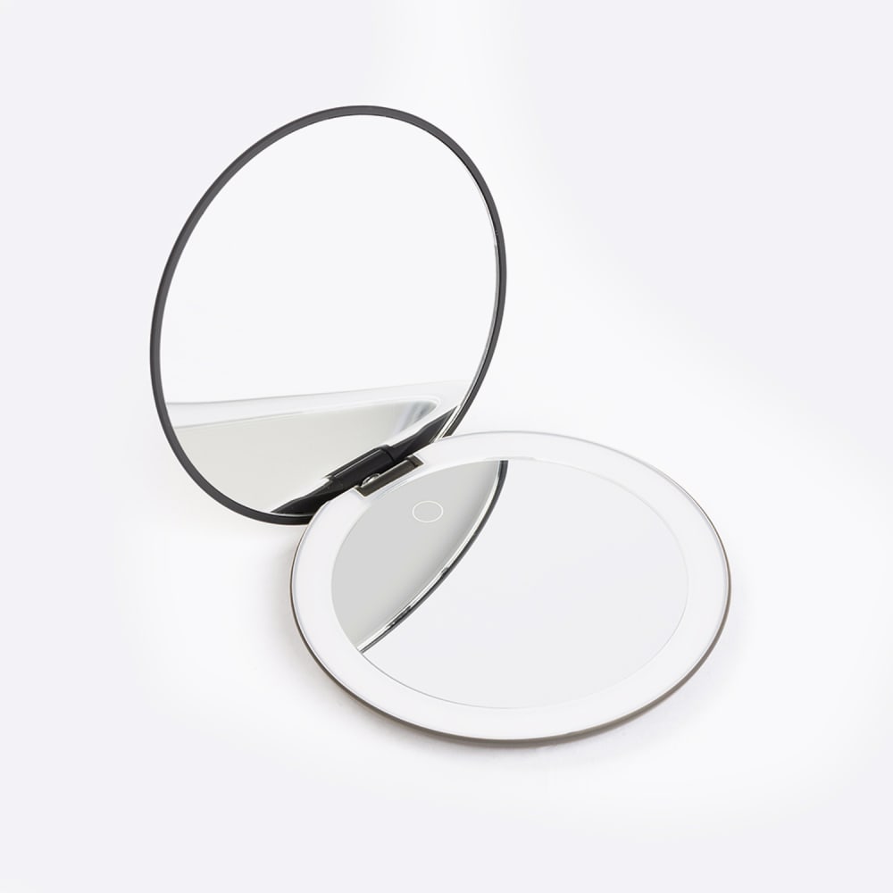 Miroir de poche grossissant avec LED