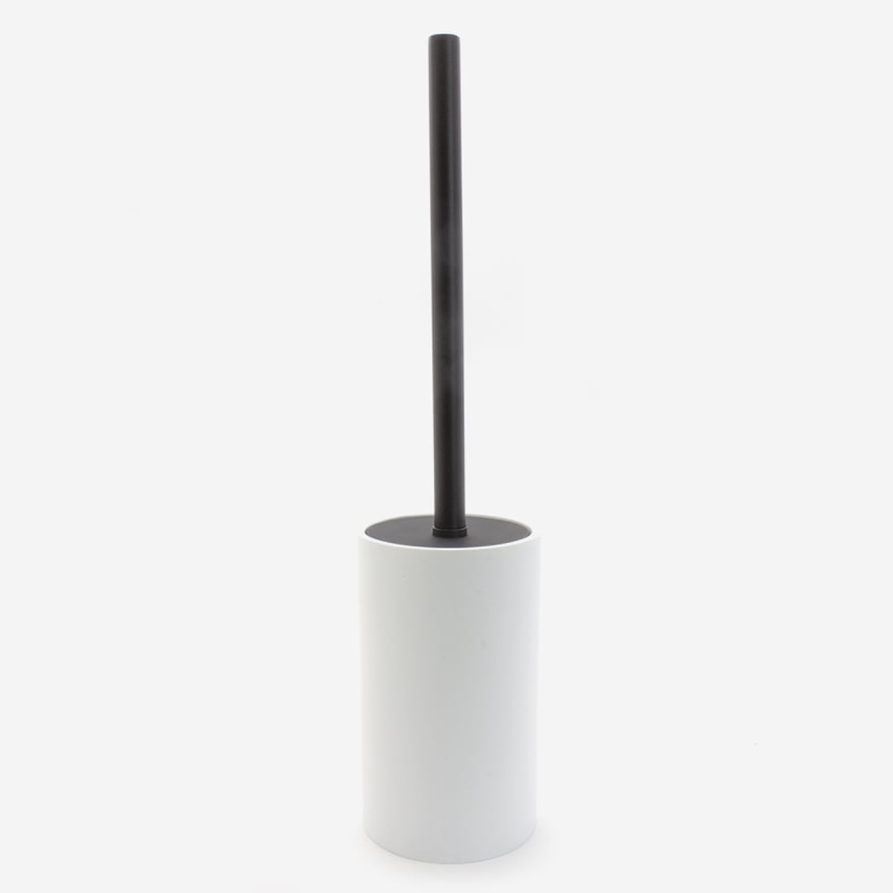 Brosse wc avec pot en résine blanche