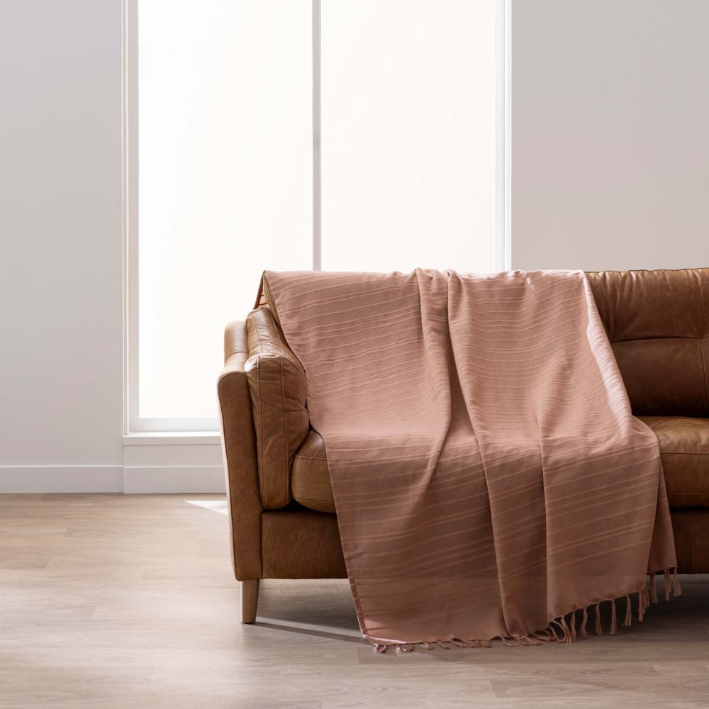 Plaid à franges coton mocha 220x240cm