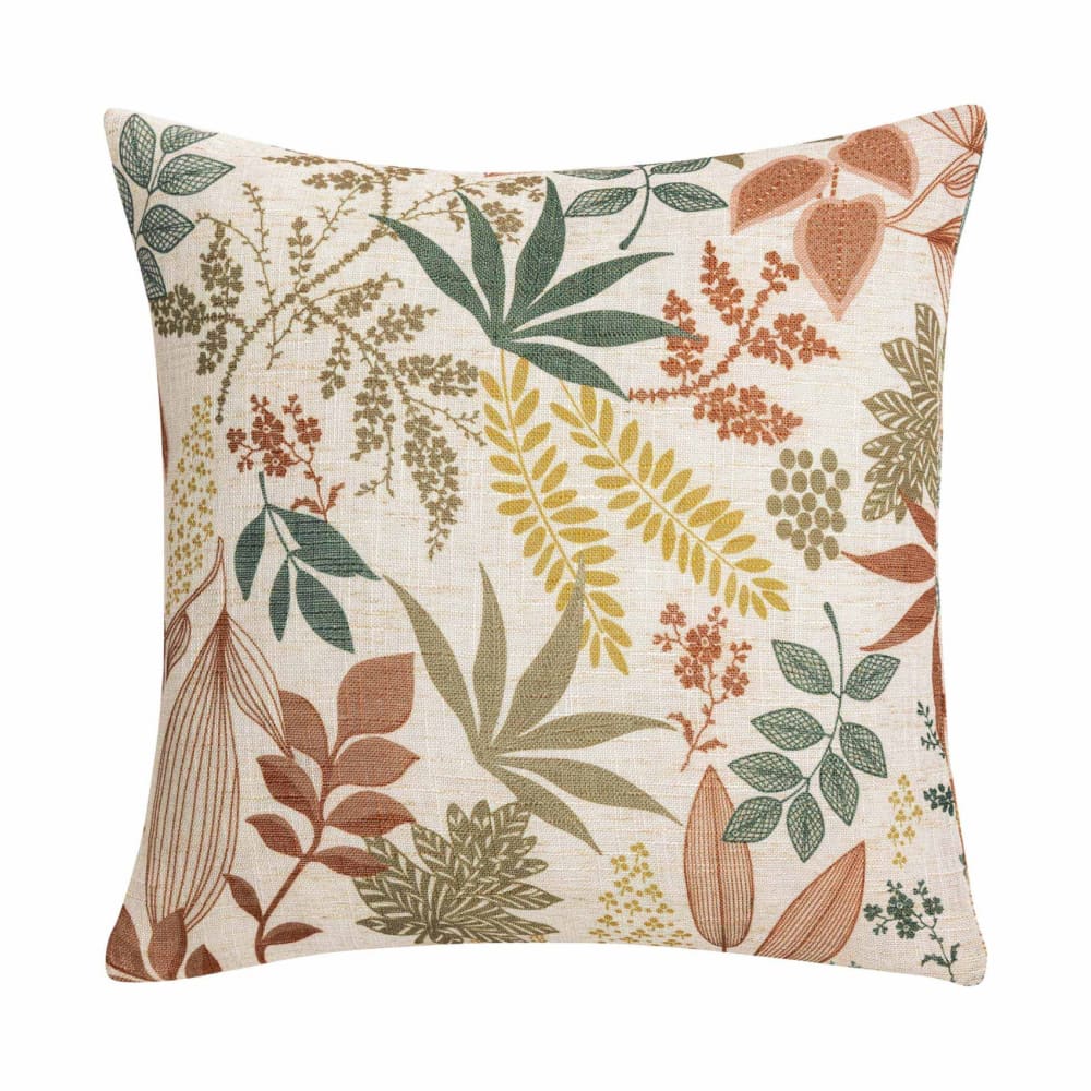 Coussin polylin imprimé feuillages poly-lin orange 45 x 45