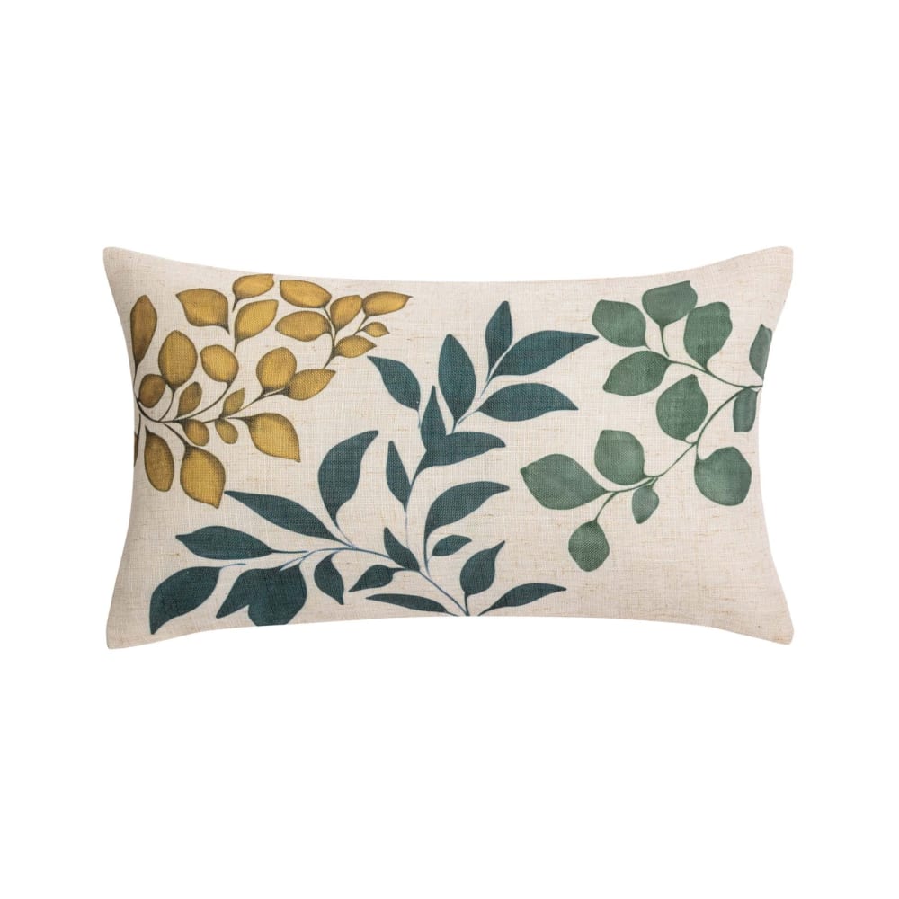 Coussin polylin imprimé feuillages poly-lin naturel 30 x 50