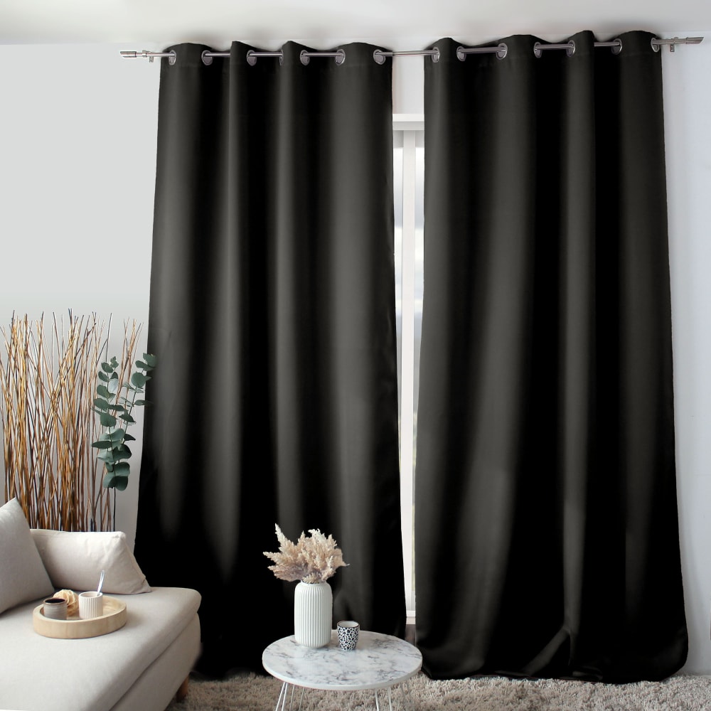 Rideau anti-feu flamme M1 occultant noir 140x260cm