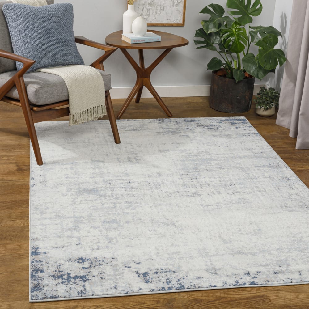 Tapis abstrait moderne gris/bleu 200x275 — vue 3