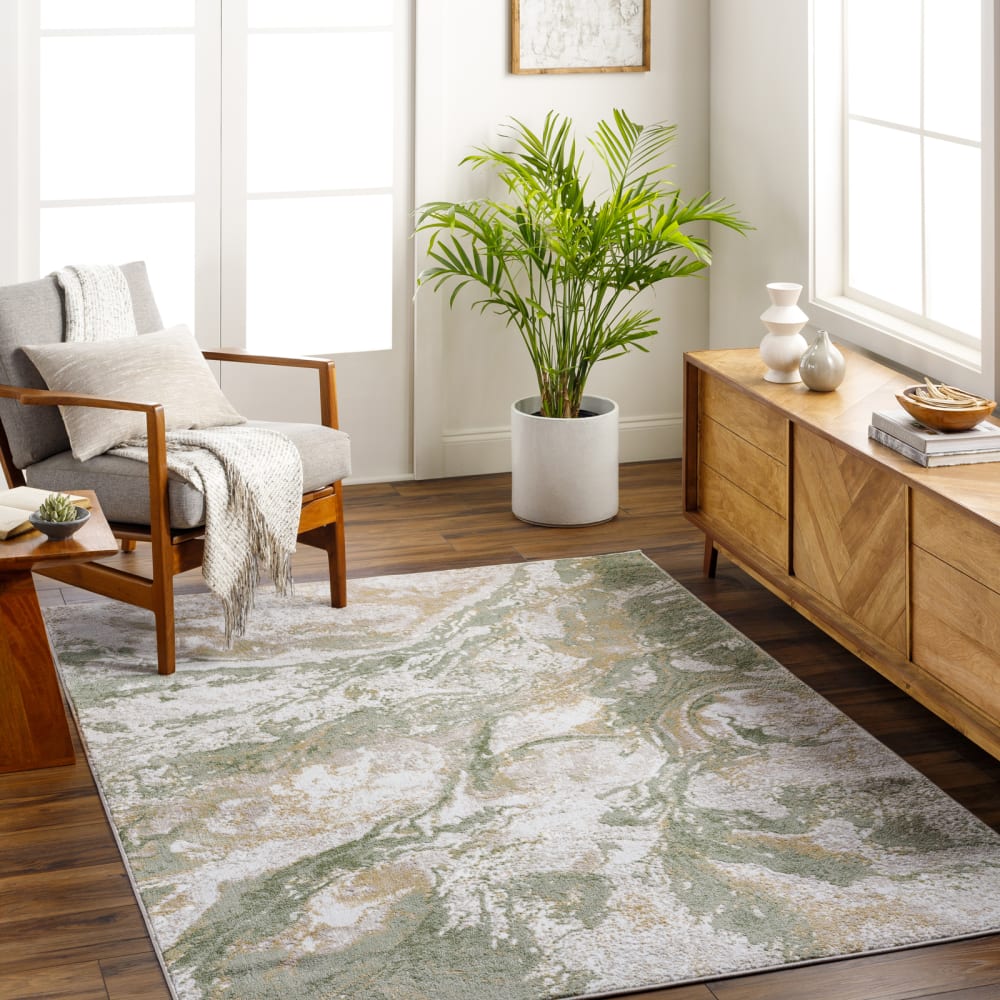 Tapis abstrait moderne vert 160x213 — vue 3