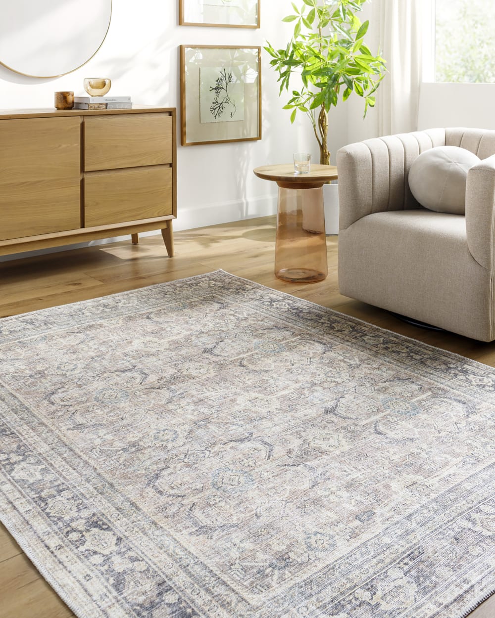 Becki owens x livabliss tapis vintage lavable en machine gris 160x213 — vue 3