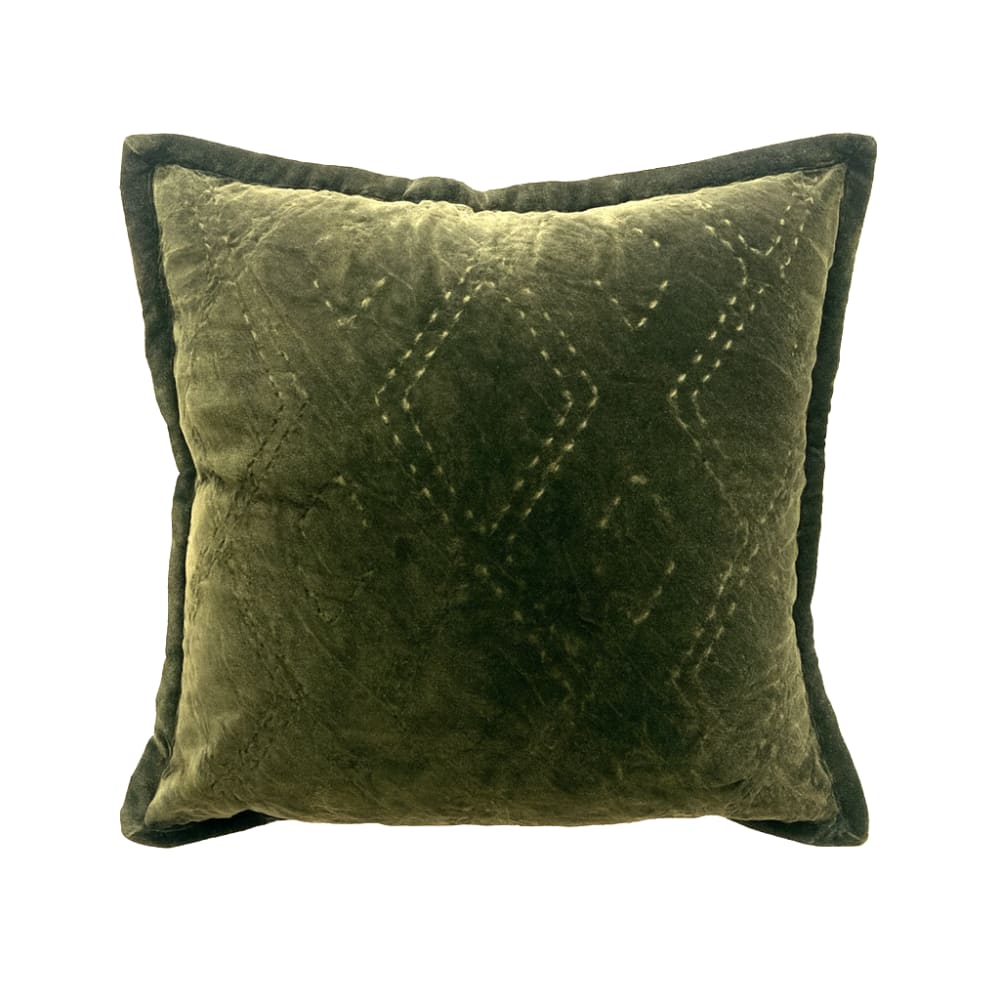 Kissen aus Samtbaumwolle in Grün OEKO-TEX® 45 × 45 - Maisons Du