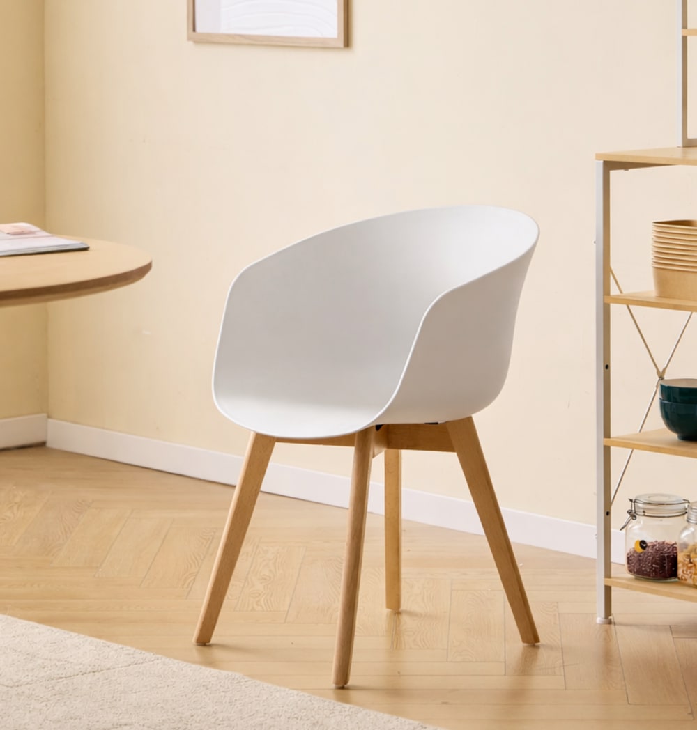 Nordlys Esszimmerstuhl aus Holz und Polypropylen Weiß style modern Weiß Harz