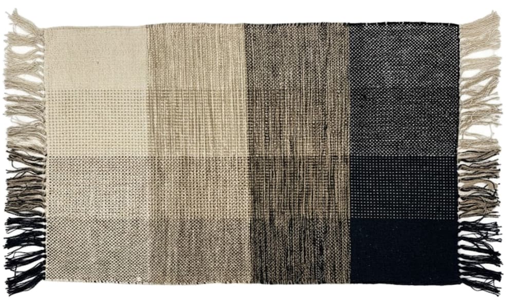 Rechteckiger Baumwollteppich mit beigen Mustern 120 x 180 cm -