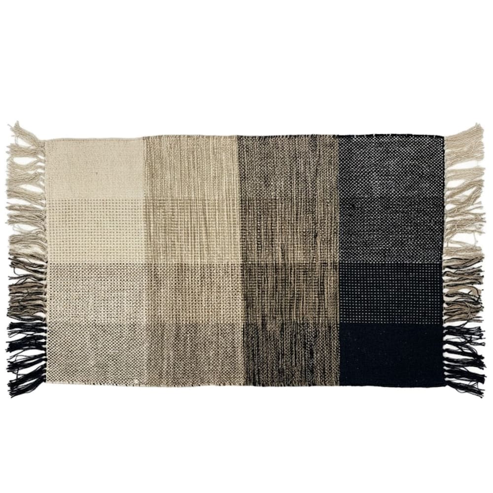 Tapis rectangulaire en coton avec motifs marrons et écrus 90 x 60 cm