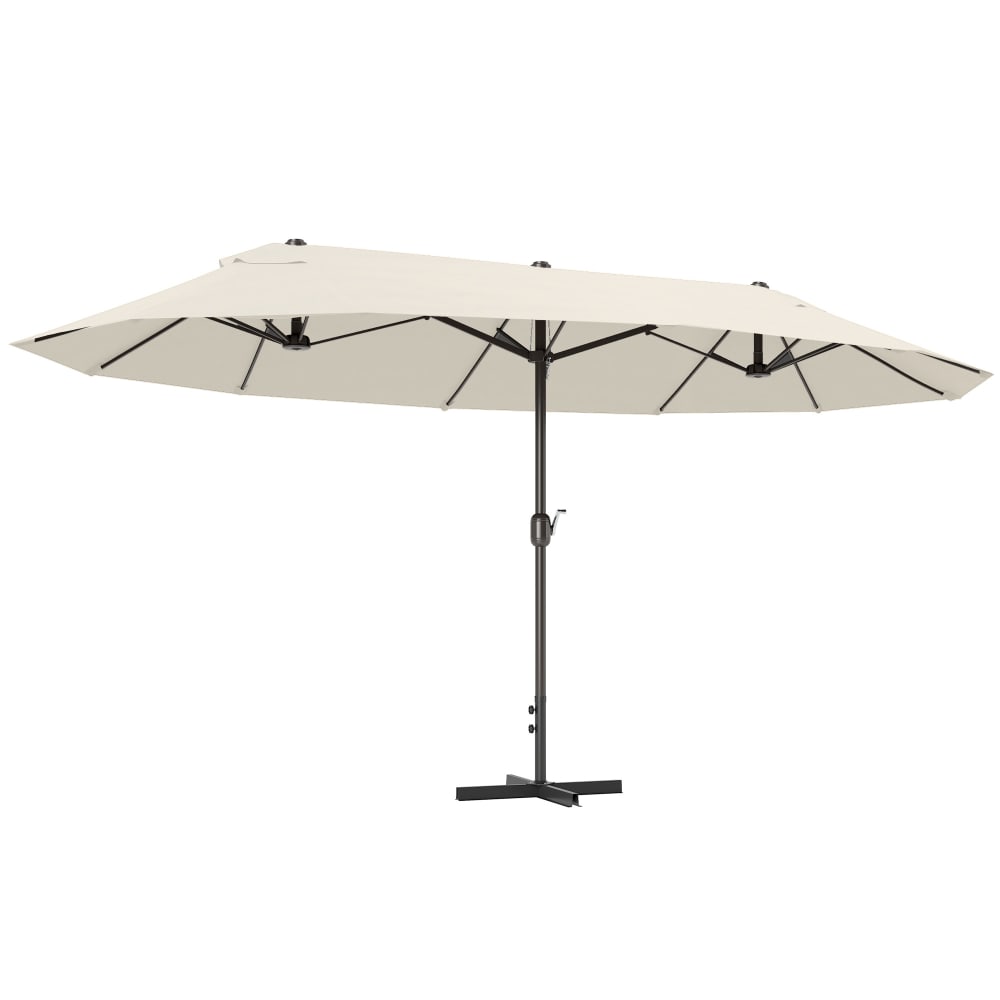 Parasol de jardin XXL à manivelle acier polyester haute densité crème