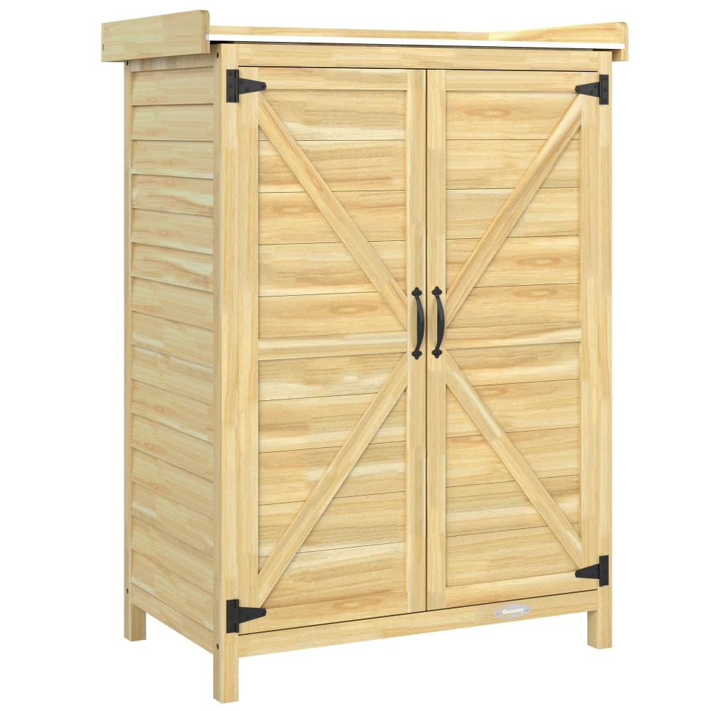 Armoire de jardin plan de travail en métal galvanisé bois naturel