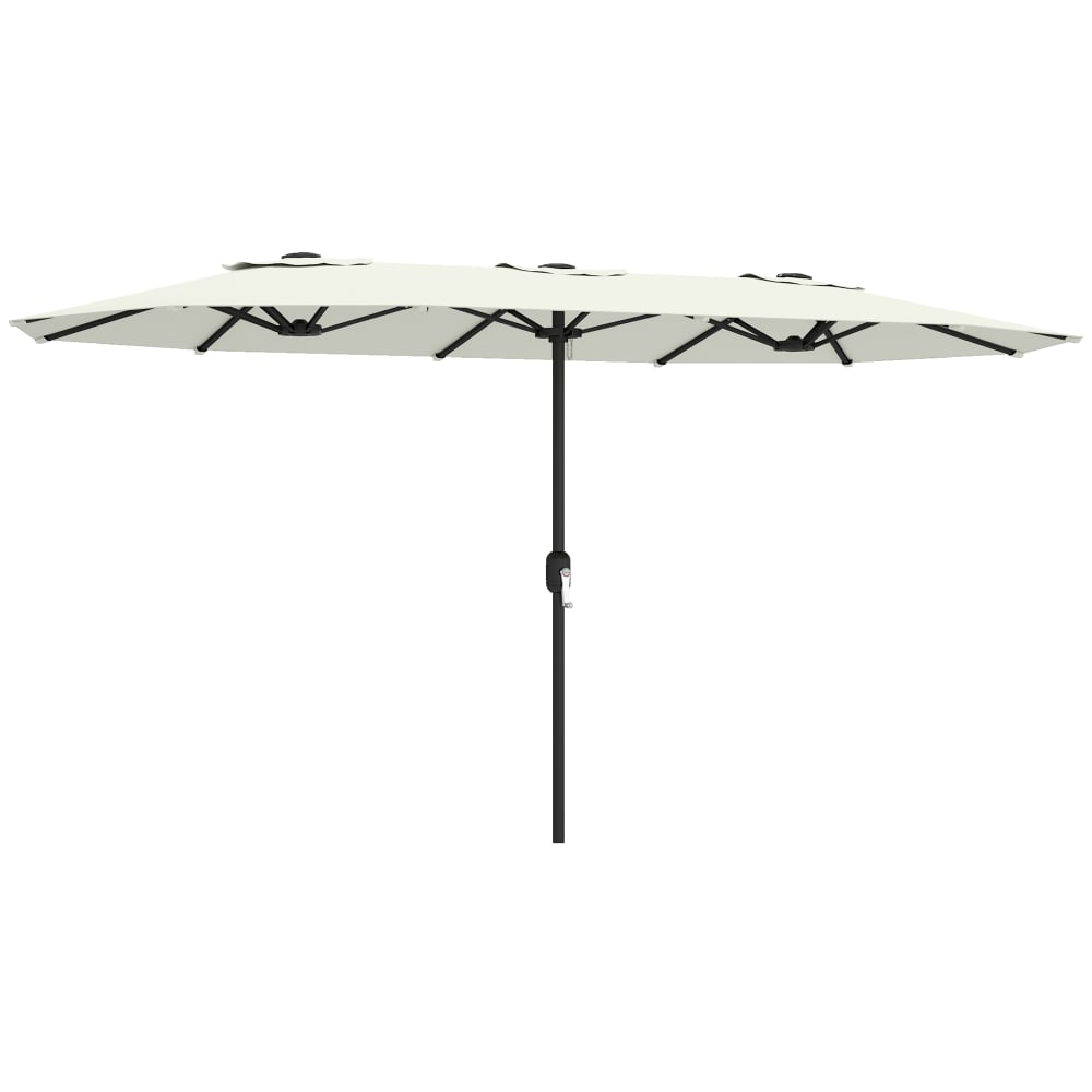 Parasol de jardin double manivelle housse de protection crème