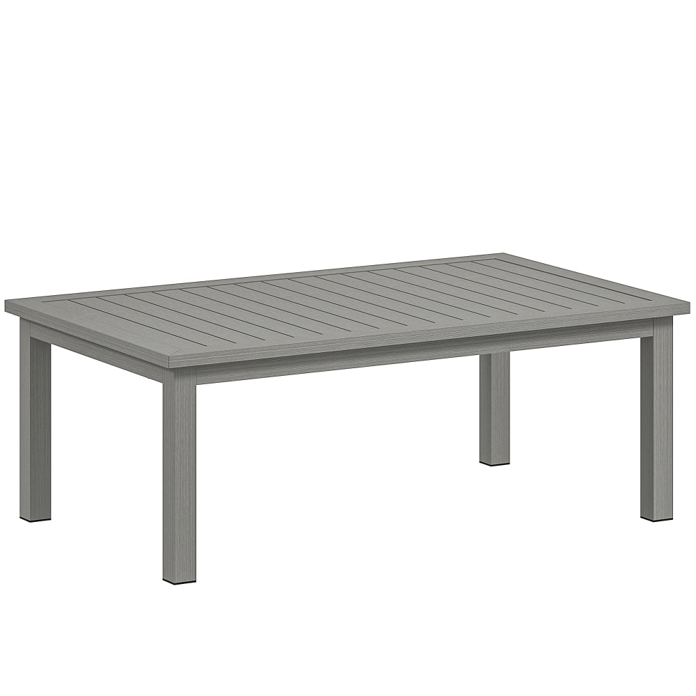 Table basse rectangulaire plateau à lattes en aluminium gris
