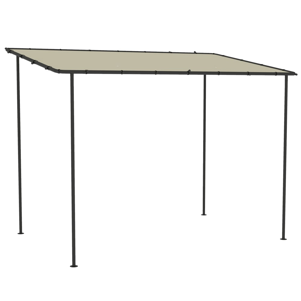 Pergola de jardin adossée canopée déperlante métal polyester crème