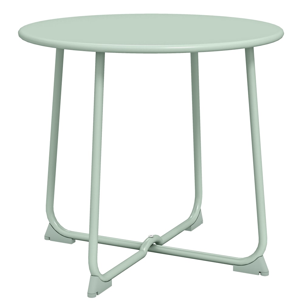 Table basse ronde jardin base en x métal vert foncé