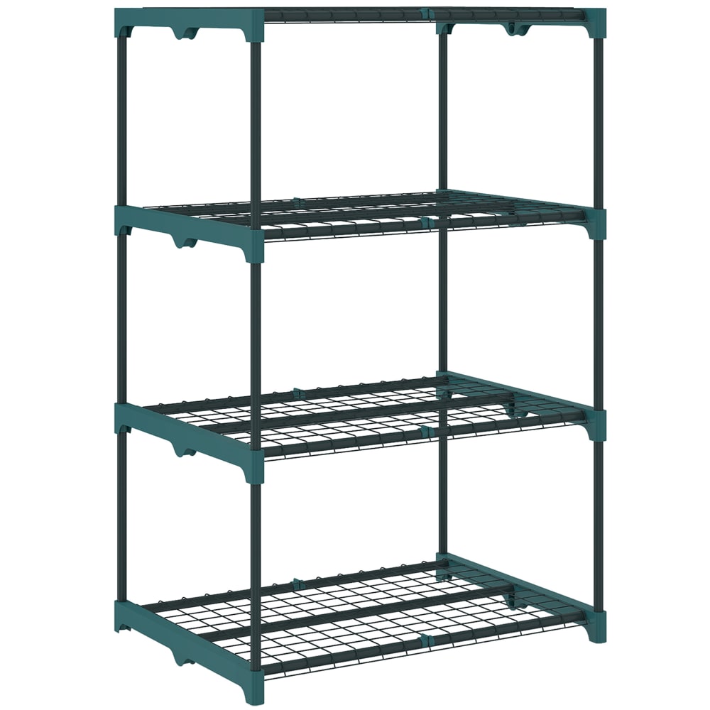 Étagère à fleurs en acier 4 niveaux intérieur et extérieur vert