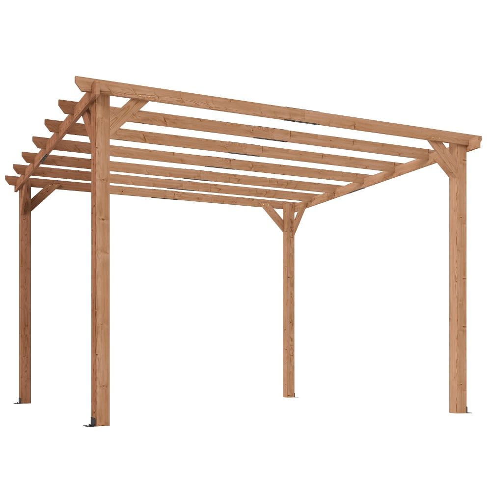 Pergola en bois poteaux 90 mm et 7 poutres effet bois d'érable
