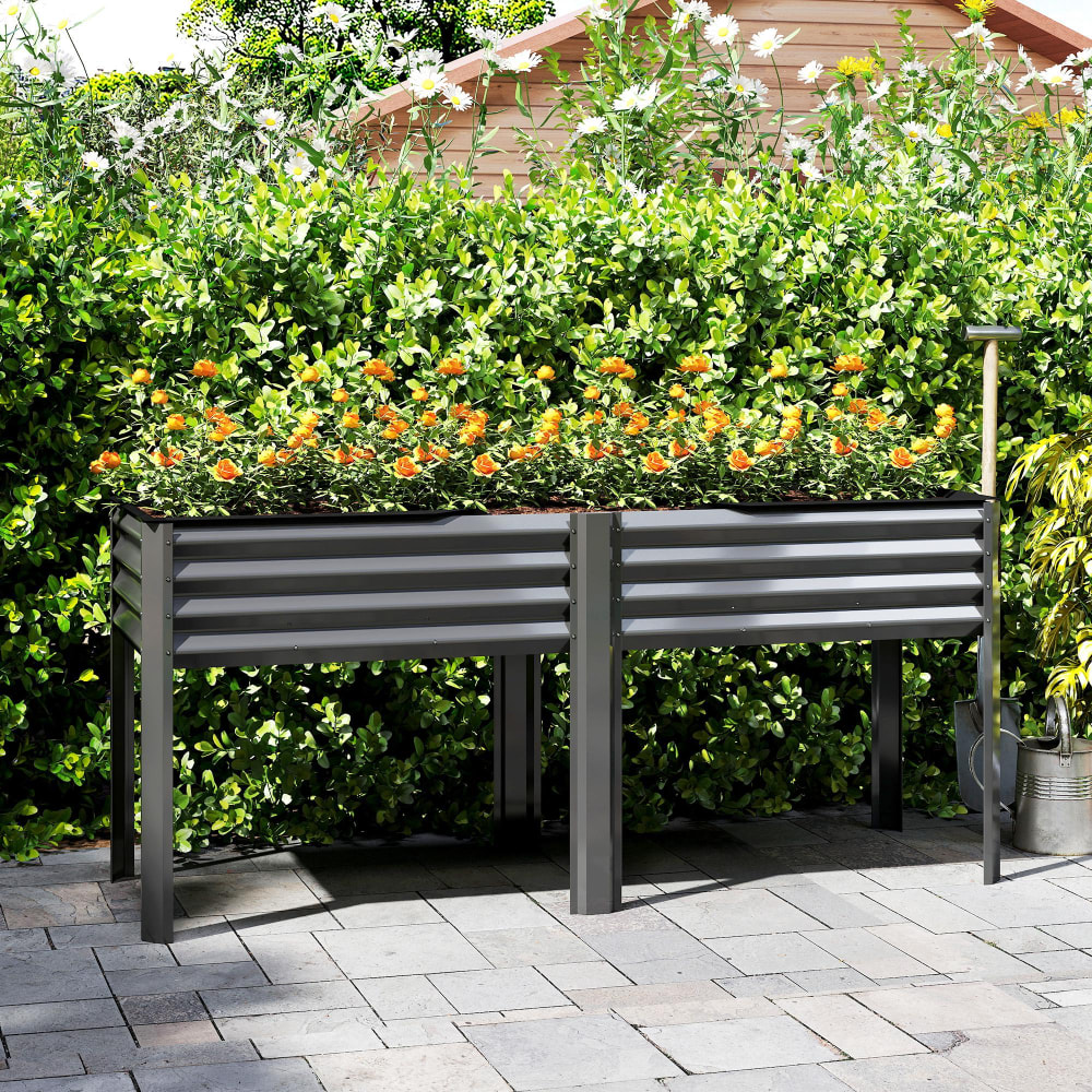 Carré potager surélevé extra large 241l métal gris foncé — vue 4