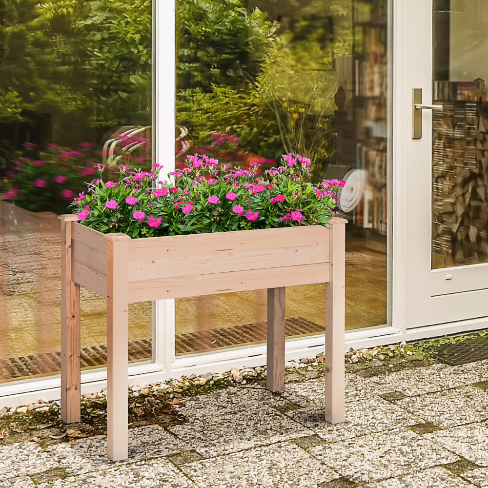 Hochbeet aus Holz, Vlieseinlage, Natur - Maisons Du Monde