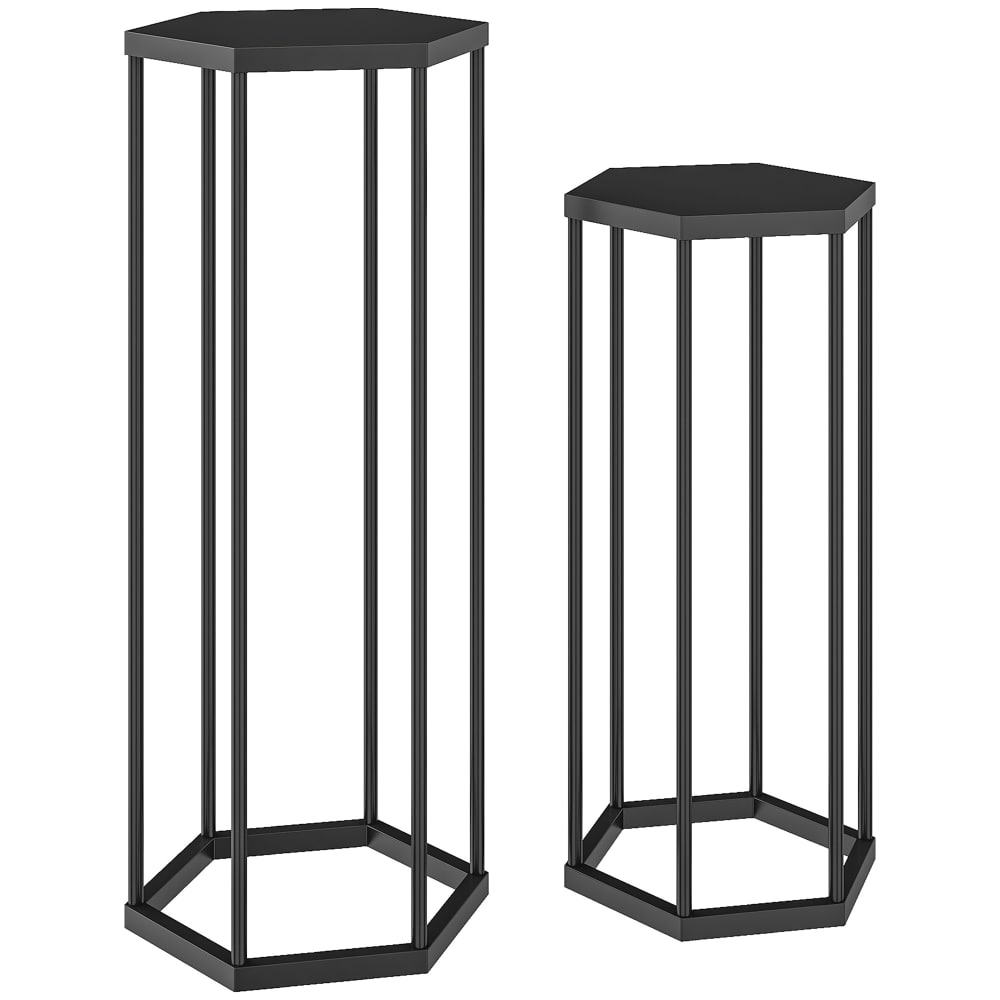 Lot de 2 supports pour plantes hexagonal en métal noir — Beyit