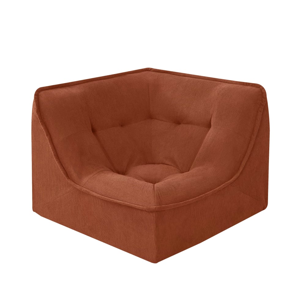 Fauteuil d'angle pour canapé modulable velours côtelé 90 cm terracotta
