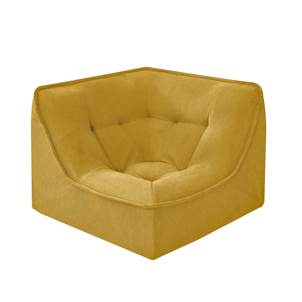 Fauteuil d'angle pour canapé modulable velours 90 x 90 x 70 cm jaune
