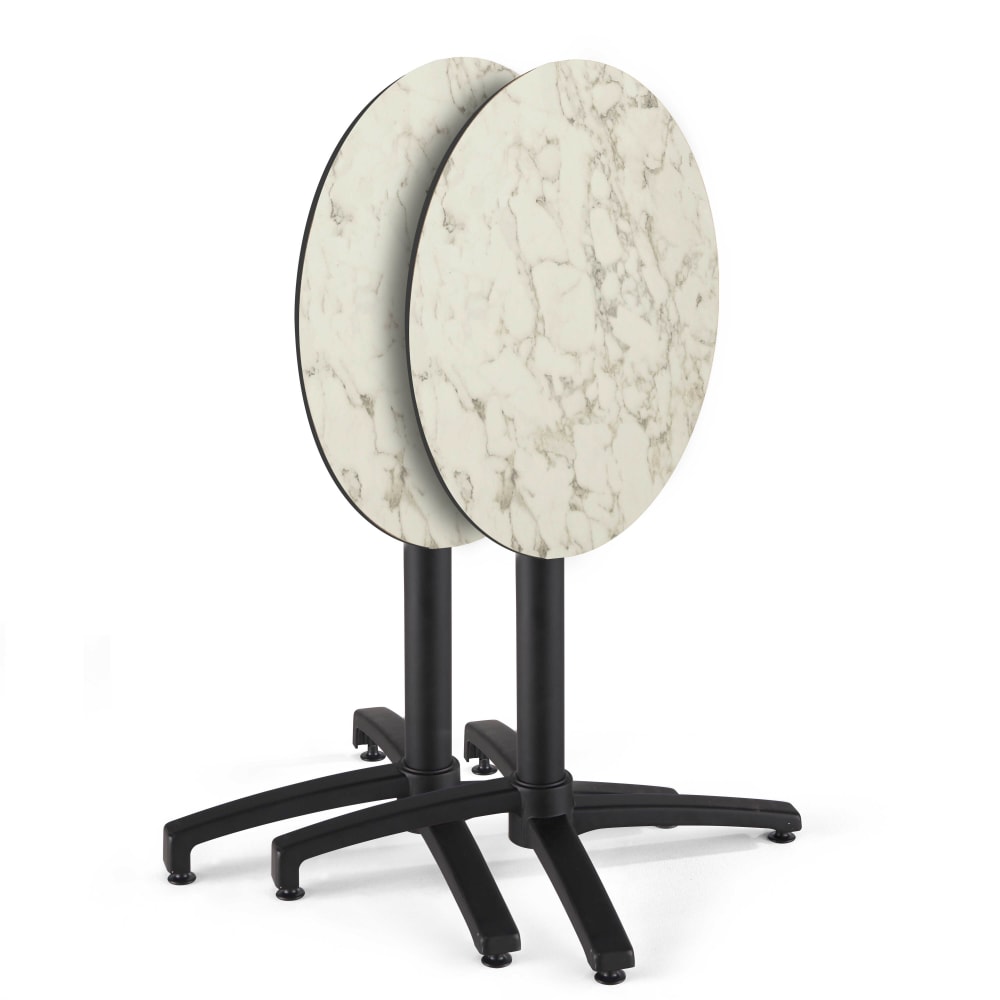 Table bistrot de jardin ronde inclinable 70 cm 4 places marbre