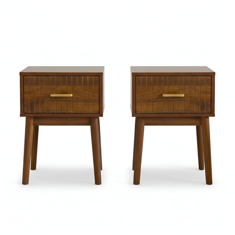 SICAAN Nachttisch Holz 55 x 45 x 38 cm, Dunkles Holz style modern Braun Spanplatte