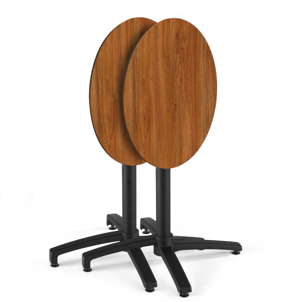 Table bistrot de jardin ronde inclinable 70 cm 4 places chêne foncé